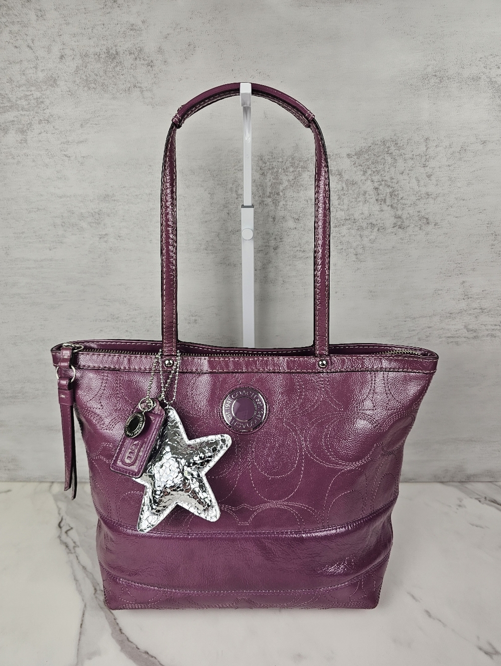 Coach Purple Signature Stitch Shoulder Bag